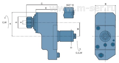 Головки осевые резьбонарезные со смещённой осью инструмента, тип VTF (Mazak SQT)