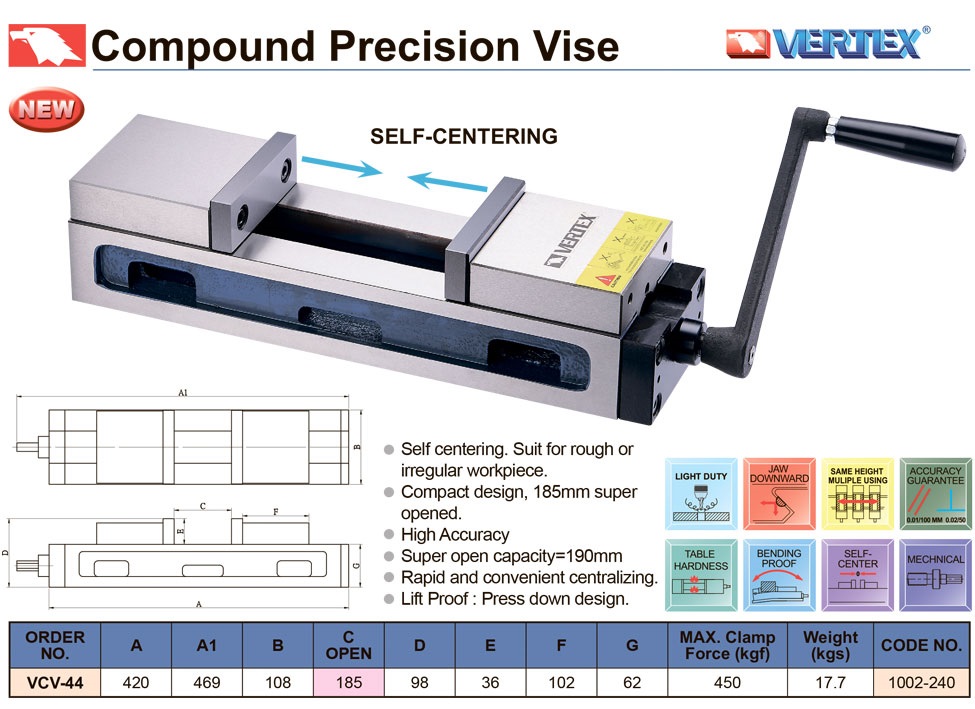 Самоцентрирующиеся прецизионные тиски (VCV-44)